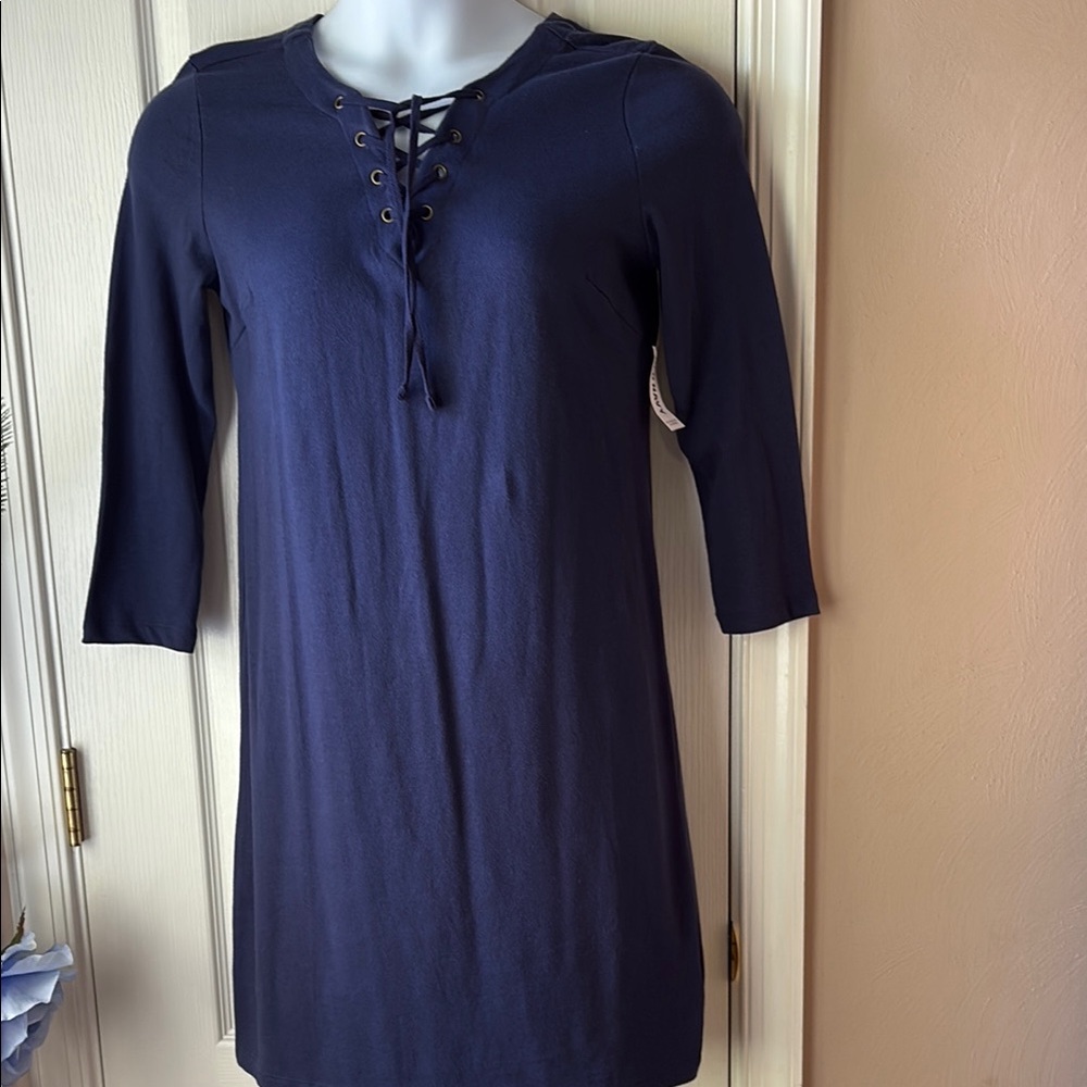 Cotton Navy Blue Dress